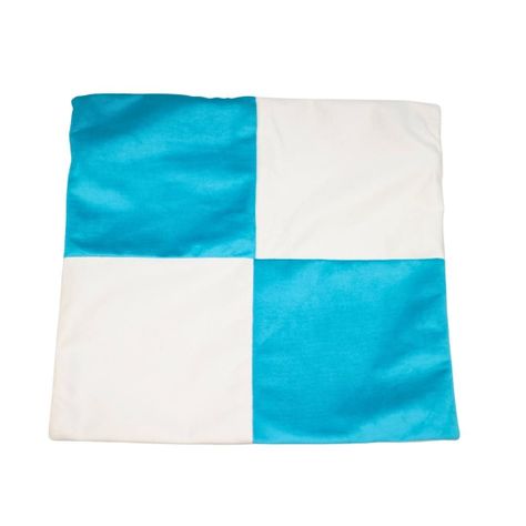 Funda Cojín Gabriela Turquesa Blanco Felpa 50x50 cm-0