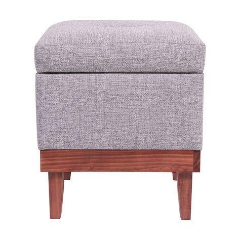 Pouf Emilia con Baúl Gris Claro Omega 45x45x46 Cm Máxima Design-1