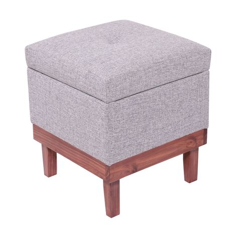 Pouf Emilia con Baúl Gris Claro Omega 45x45x46 Cm Máxima Design-0