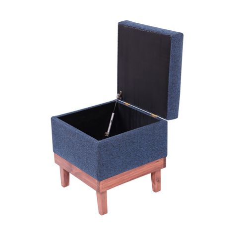Pouf Emilia con Baúl Azul Omega 45x45x46 Cm Máxima Design-2