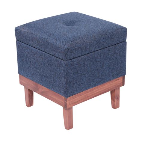 Pouf Emilia con Baúl Azul Omega 45x45x46 Cm Máxima Design-0