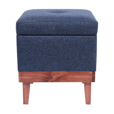 Pouf Emilia con Baúl Azul Omega 45x45x46 Cm Máxima Design-1