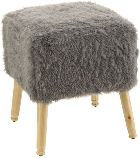 Pouf Kira Diseño Gris Piel Sintética  42x42x43 cm Máxima Design-0