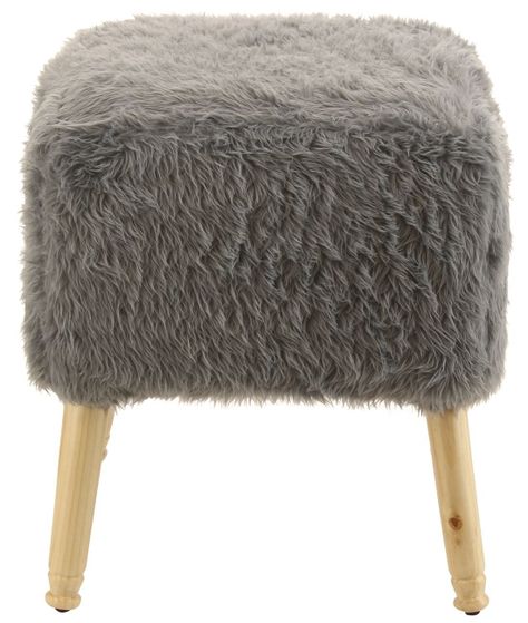 Pouf Kira Diseño Gris Piel Sintética  42x42x43 cm Máxima Design-1