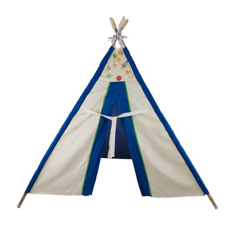 Carpa Tipi Blanca-Azul Textil 120x170x180 cm Máxima Design-3