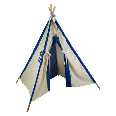 Carpa Tipi Blanca-Azul Textil 120x170x180 cm Máxima Design-0