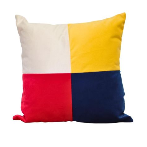 Cojín Amapola Blanco Amarillo Rojo Azul Felpa 50x50 cm-0
