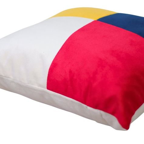 Cojín Amapola Blanco Amarillo Rojo Azul Felpa 50x50 cm-2