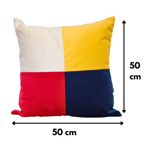 Cojín Amapola Blanco Amarillo Rojo Azul Felpa 50x50 cm-3