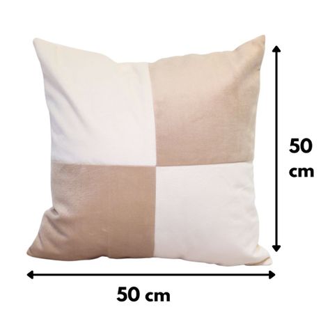 Cojín Gabriela Beige Blanco Felpa 50x50 cm-3