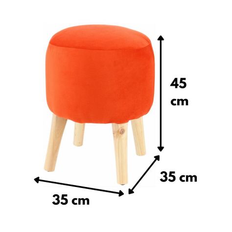 Pouf Bird Naranjo Felpa 35x35x45 cm Máxima Design-2