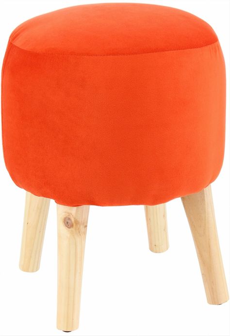 Pouf Bird Naranjo Felpa 35x35x45 cm Máxima Design-1