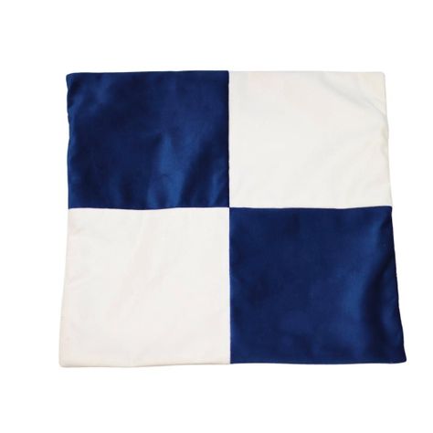 Funda Cojín Gabriela Azul Oscuro Blanco Felpa 50x50 cm-0
