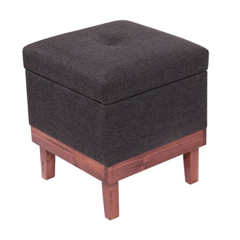 Pouf Emilia con Baúl Gris Oscuro Omega 45x45x46 Cm Máxima Design-0