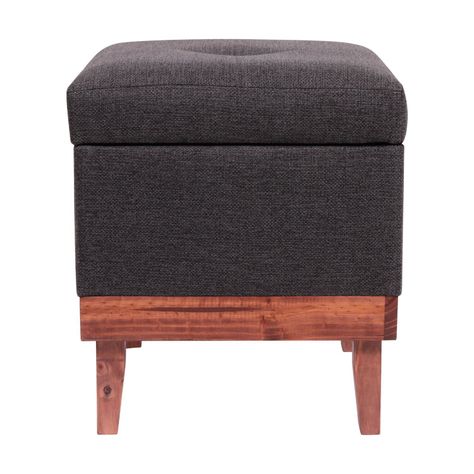 Pouf Emilia con Baúl Gris Oscuro Omega 45x45x46 Cm Máxima Design-1