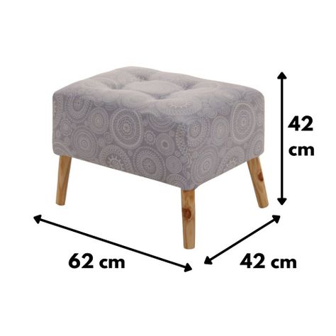 Pouf  Petrum Mándala Gris Estampado 62x42x42 cm Máxima Design-4