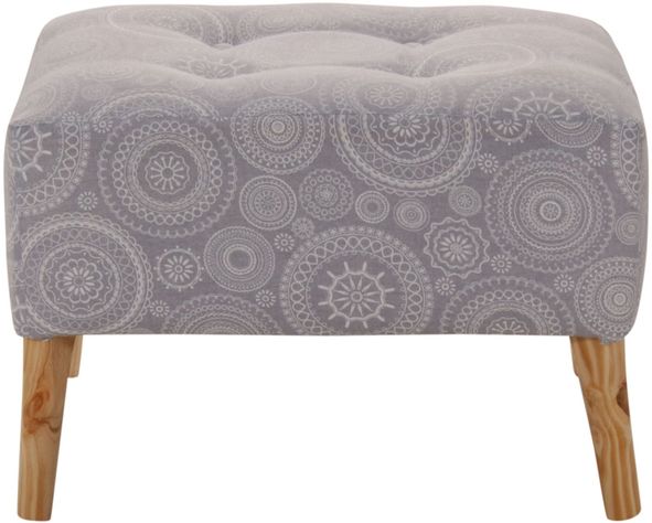 Pouf  Petrum Mándala Gris Estampado 62x42x42 cm Máxima Design-1