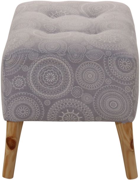 Pouf  Petrum Mándala Gris Estampado 62x42x42 cm Máxima Design-2