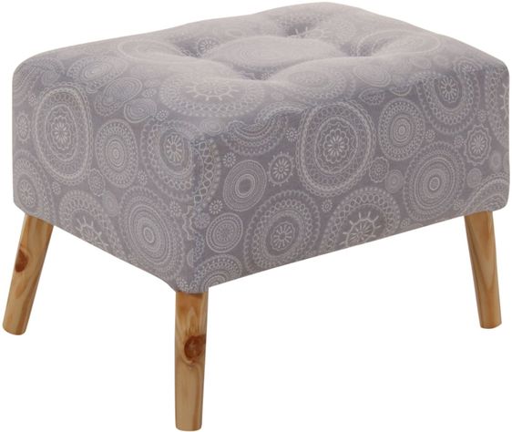 Pouf  Petrum Mándala Gris Estampado 62x42x42 cm Máxima Design-0