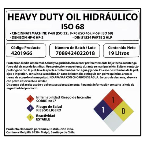 Aceite Hidraulico Indiana Iso 68 19 Litros-2