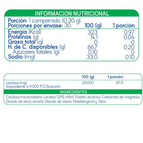 LACTASA - SUPLEMENTO PARA LA INTOLERANCIA A LA LACTOSA 30 COMPRIMIDOS-1