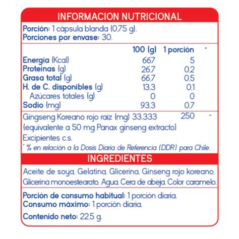 GINSENG KOREANO ENERGIZANTE NATURAL - 30 CÁPSULAS SUPLALIM-1