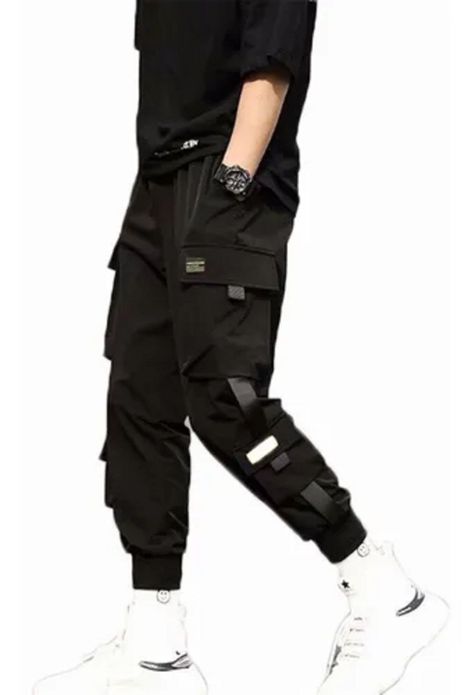 Pantalón Multibolsillos Cargo Estilo Hip Hop Para Hombre-0
