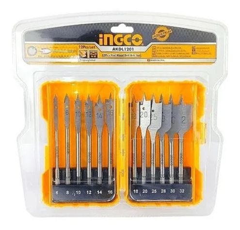 Set De Brocas Planas Madera Industrial 12pzs 6-32mm Ingco-0