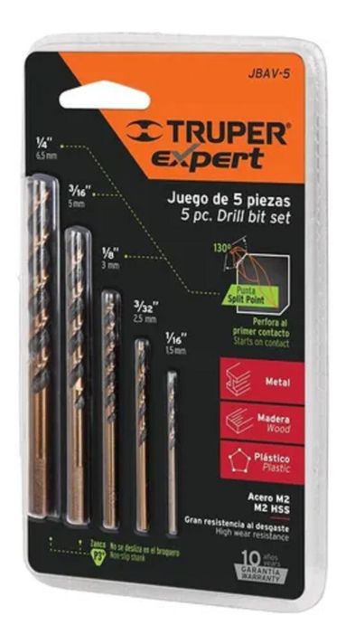 Juego De Brocas Para Metal,madera,plastico Truper 5 Piezas Favorito-0