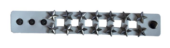Pulsera de Cuero Blanca con Estrellas-1