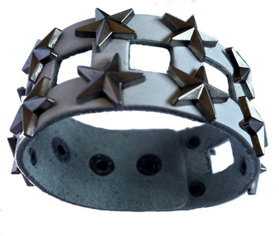 Pulsera de Cuero Blanca con Estrellas-0