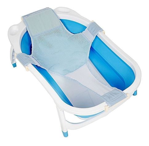 Tina Bañera Plegable Para Bebe Celeste con Malla-1