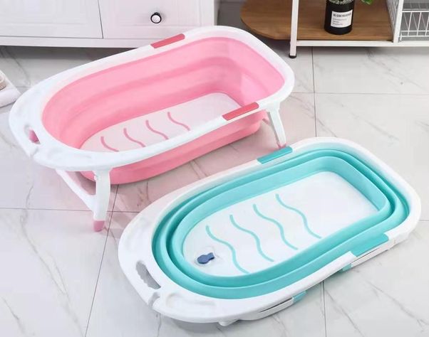 Tina Bañera Plegable Para Bebe Celeste con Malla-2