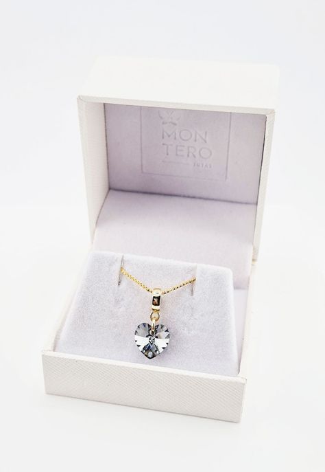 Collar Romance Gold Cristales Genuinos Silver Night.-2