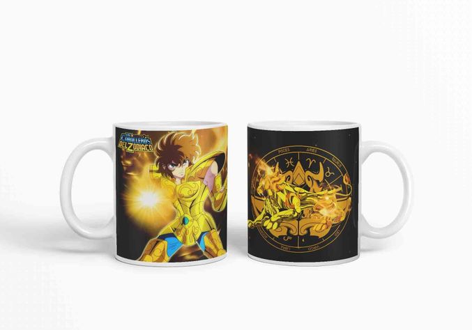 Taza Caballero del Zodiaco - leo negro D18 (320ml)-2