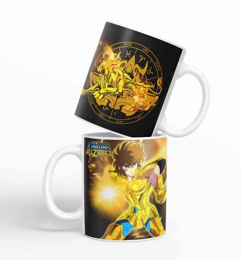 Taza Caballero del Zodiaco - leo negro D18 (320ml)-0