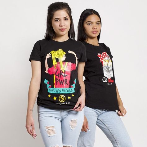 PACK 2 POLERAS MC NEGRA ESTAMPADA SAILOR Y GATITA-1