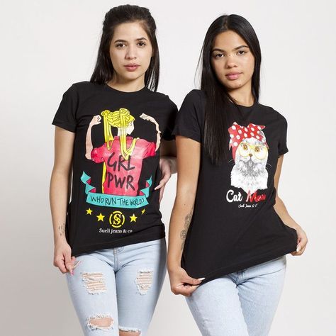 PACK 2 POLERAS MC NEGRA ESTAMPADA SAILOR Y GATITA-0