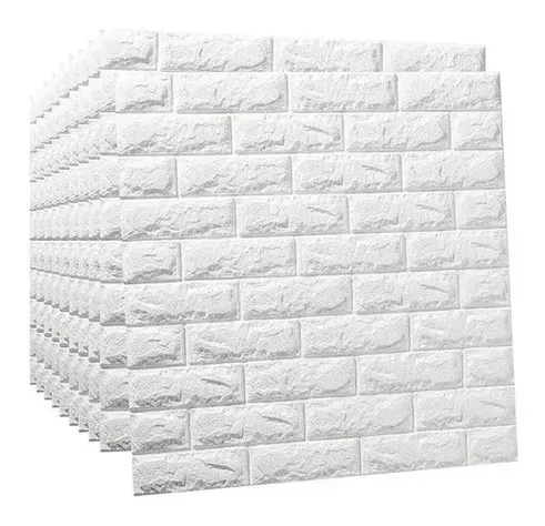 Pack 10 Lamina Papel Mural Autoadhesivo 3d Ladrillo-0