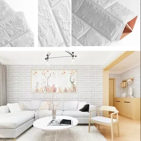 Pack 10 Lamina Papel Mural Autoadhesivo 3d Ladrillo-2