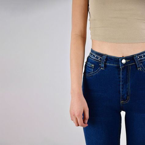 Jeans De Mujer Skinny Con Aplicaciones-2