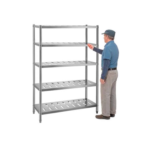 Estante 4 band perforadas Acero Inox 120x50x150-1