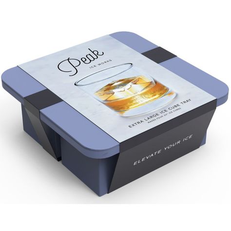 Cubetera De 4 Hielos De Silicona Con Tapa Color Azul, Extra Large Ice.--3