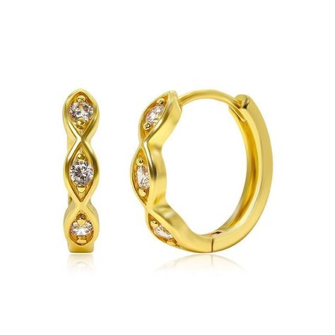 Aros Argollas Dorado punto de luz y circones-0
