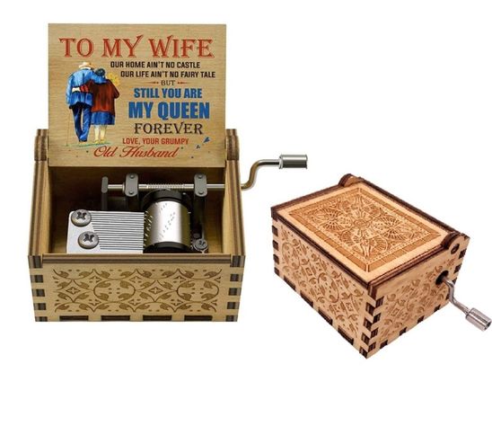 TO MY WIFE DEDICATORIA A MI ESPOSA caja musical de manivela-0