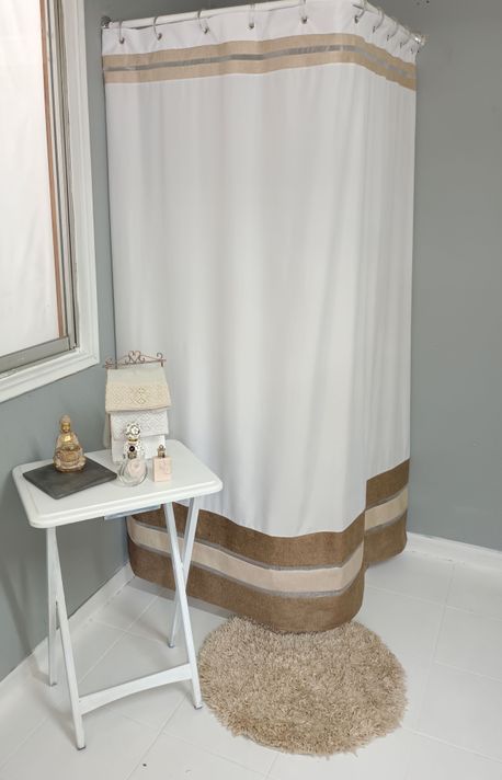Cortina de Baño Muselina Beige-0
