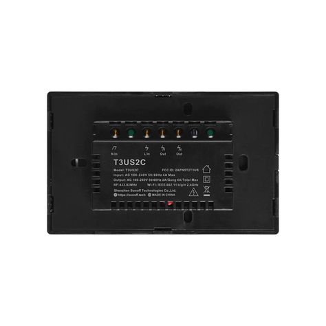 Interruptor Smart 2 Canales Negro WiFi + RF T3US2C Sonoff-3