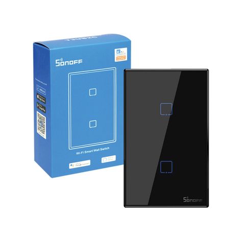 Interruptor Smart 2 Canales Negro WiFi + RF T3US2C Sonoff-1