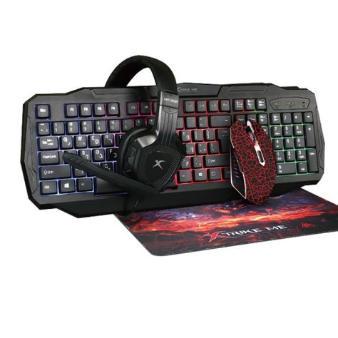 KIT TECLADO+MOUSE+AUDIFONO+MOUSEPAD GAMING XTRIKE ME 3200 DP-0