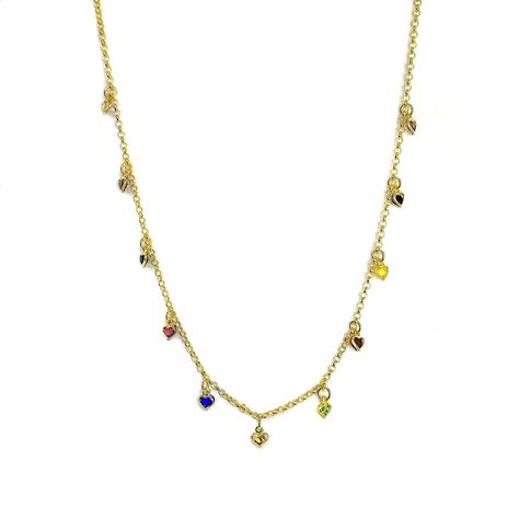 Collar Corazones Colores Enchapado Oro 18K-0